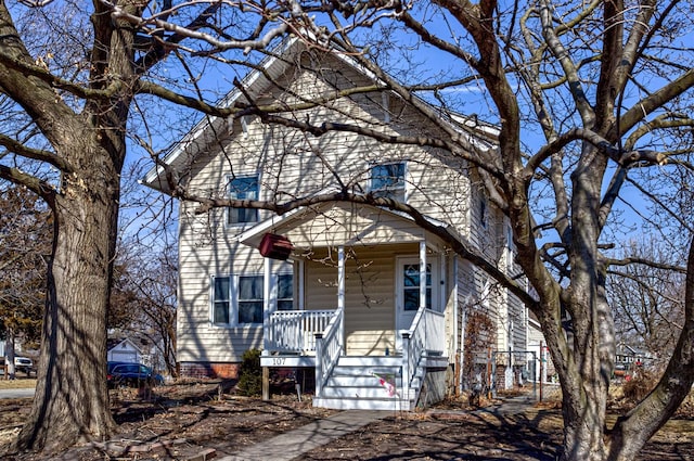 view of front of home featuring covered porch