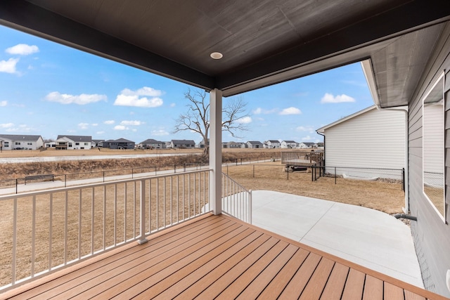 deck with a residential view