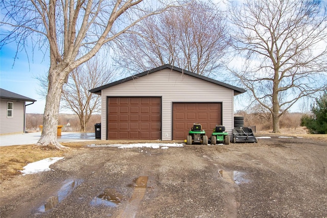 view of detached garage