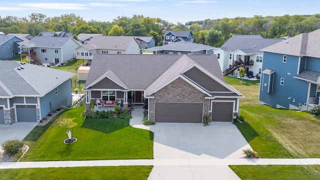 bird's eye view with a residential view