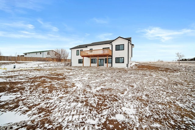 view of snow covered property