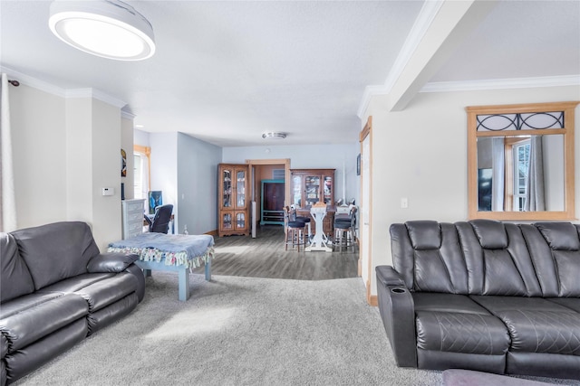 living area featuring crown molding, wood finished floors, and a wealth of natural light