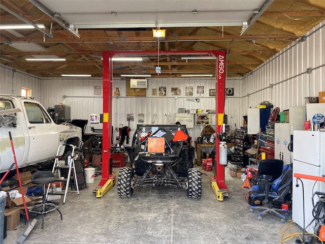 garage featuring metal wall