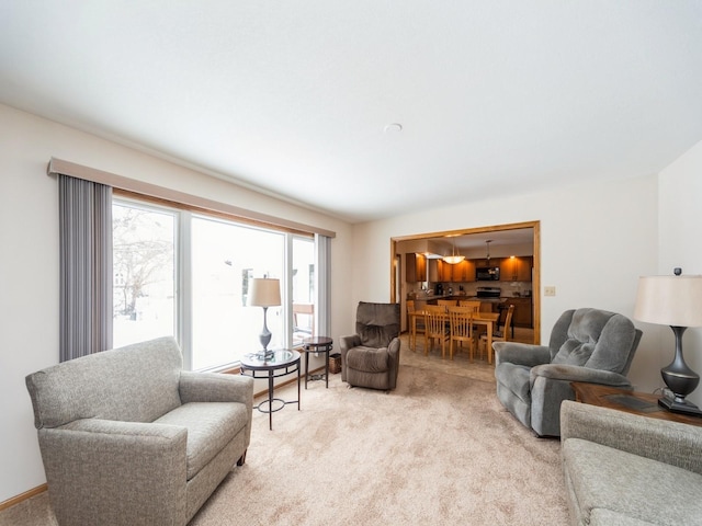 living room featuring carpet