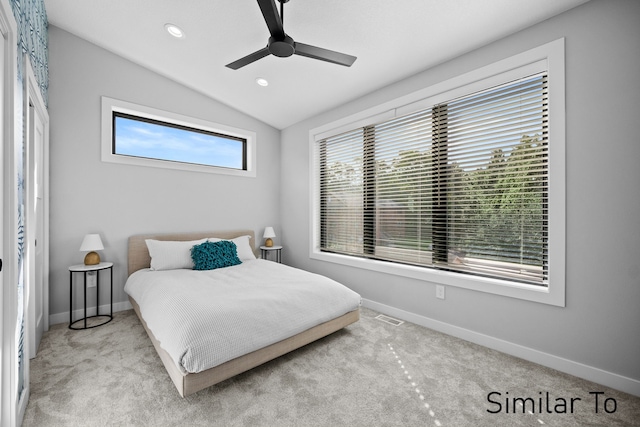 4828 Ingersoll Ave, Des Moines, IA 50312 - carpeted bedroom with vaulted ceiling, recessed lighting, and baseboards