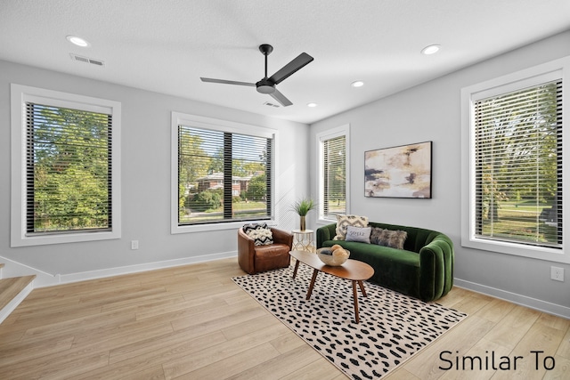 4828 Ingersoll Ave, Des Moines, IA 50312 - sitting room featuring recessed lighting, visible vents, baseboards, and light wood finished floors