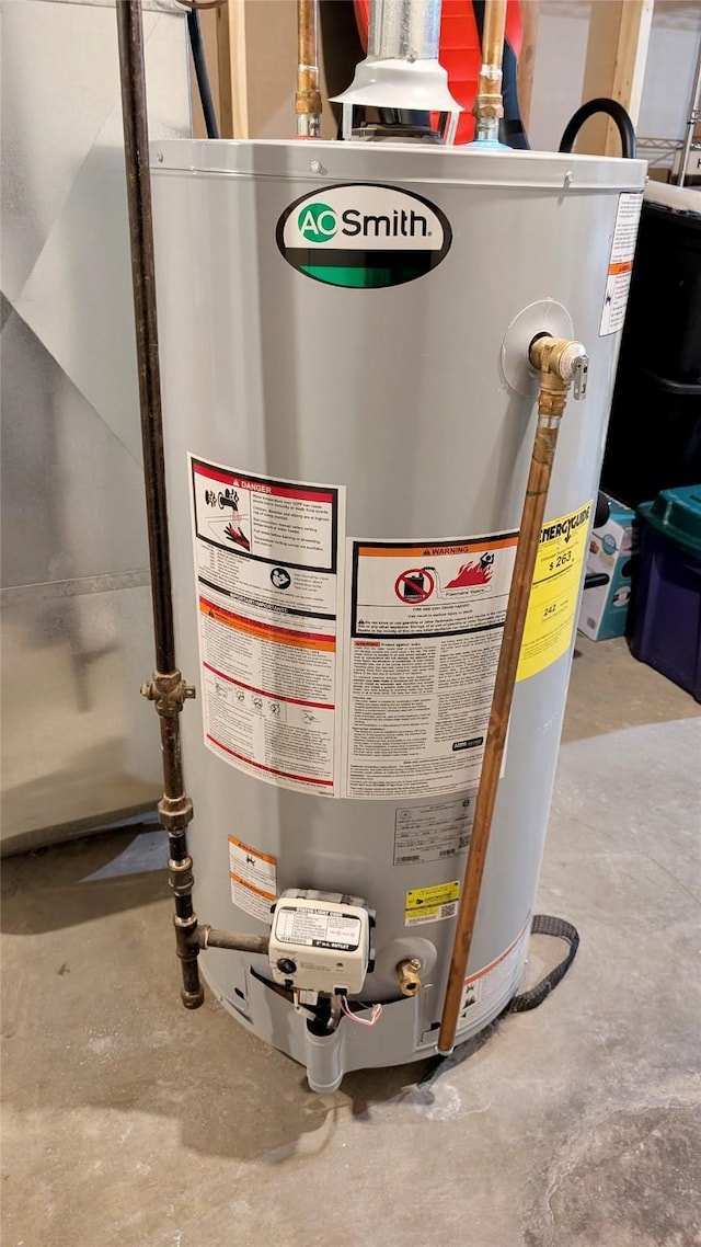 utility room featuring gas water heater