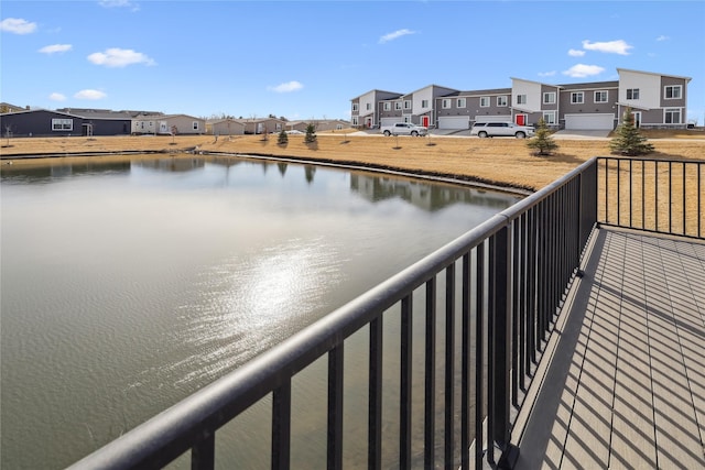 view of water feature with a residential view