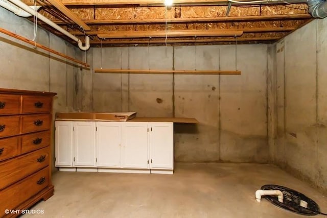 view of unfinished basement