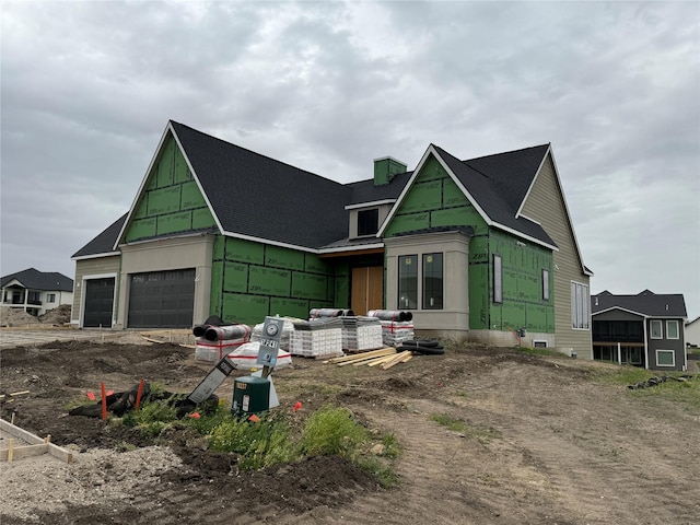 18241 Baxter Pl, Clive, IA 50325 - property under construction with a chimney, roof with shingles, and an attached garage