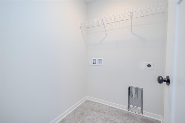 laundry room featuring washer hookup, laundry area, baseboards, and hookup for an electric dryer