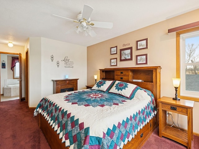 bedroom featuring carpet floors and ceiling fan