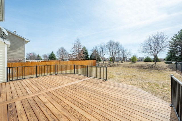 deck featuring a fenced backyard