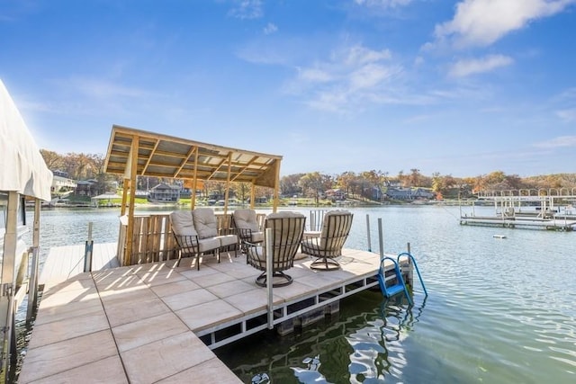 view of dock featuring a water view