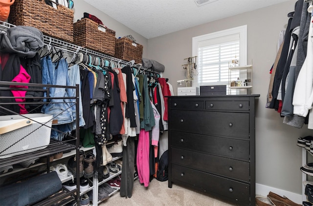 spacious closet with carpet flooring