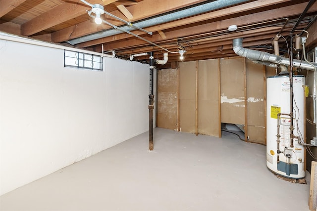 basement featuring water heater