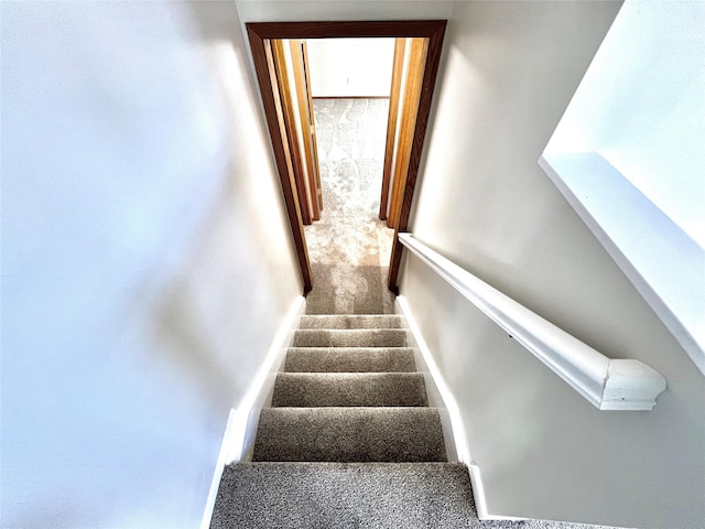 stairs featuring carpet