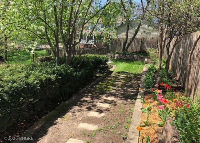 view of yard featuring a fenced backyard