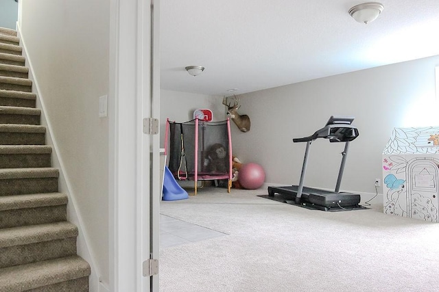 exercise room with carpet