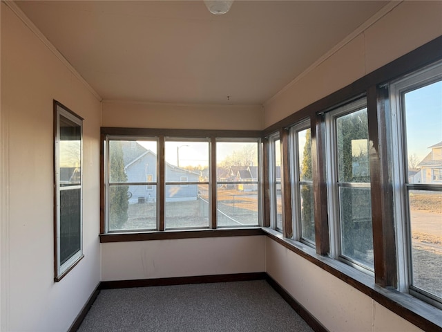 view of unfurnished sunroom