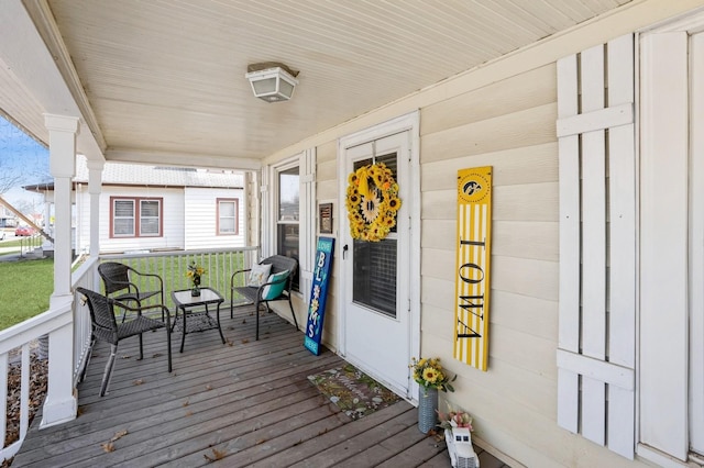 deck featuring covered porch