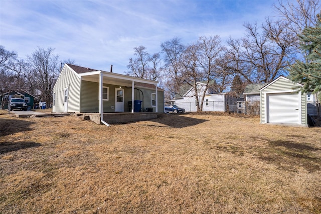 exterior space with an outbuilding and a porch