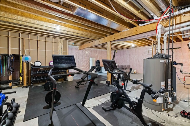 exercise area with gas water heater