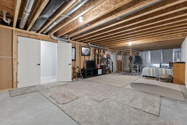 view of unfinished basement