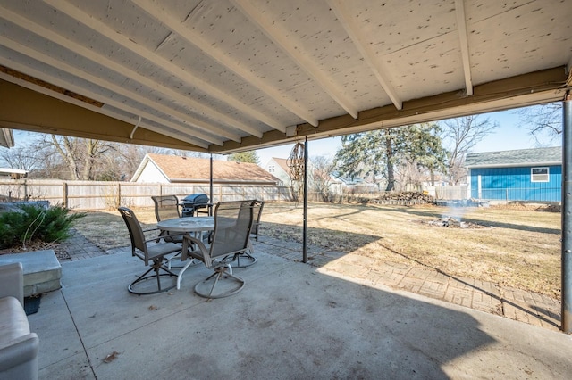 view of patio / terrace featuring outdoor dining space and a fenced backyard