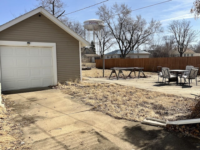 detached garage with fence