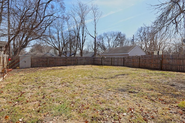 view of yard featuring a fenced backyard