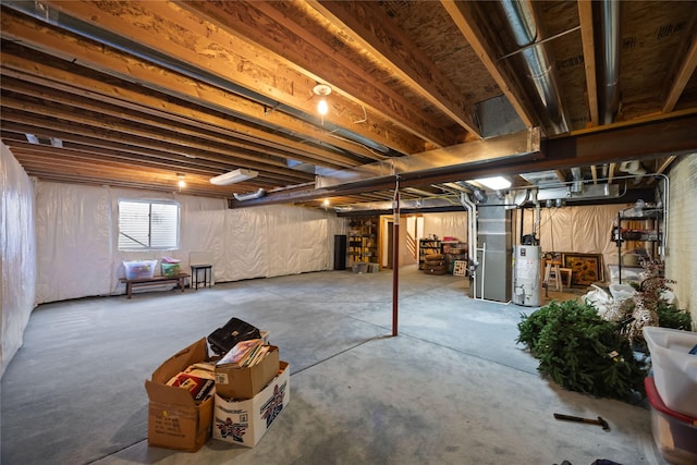 basement with water heater