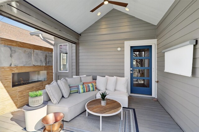 5740 Walnut Hill Ave, Des Moines, IA 50312 - wooden terrace featuring ceiling fan