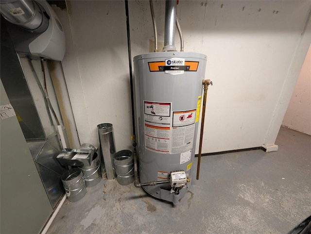 utility room with water heater