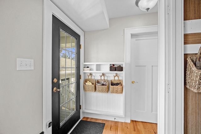 doorway featuring light wood-type flooring