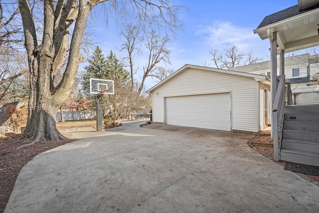 view of detached garage