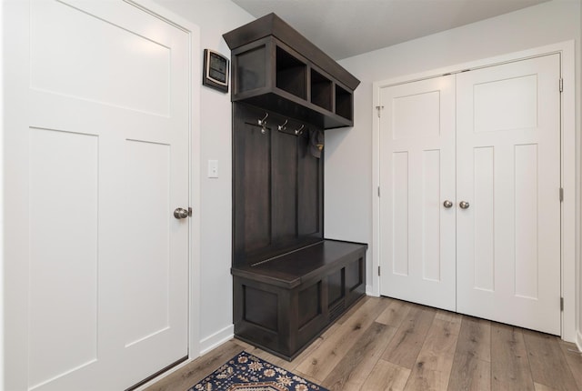 mudroom featuring light wood-type flooring