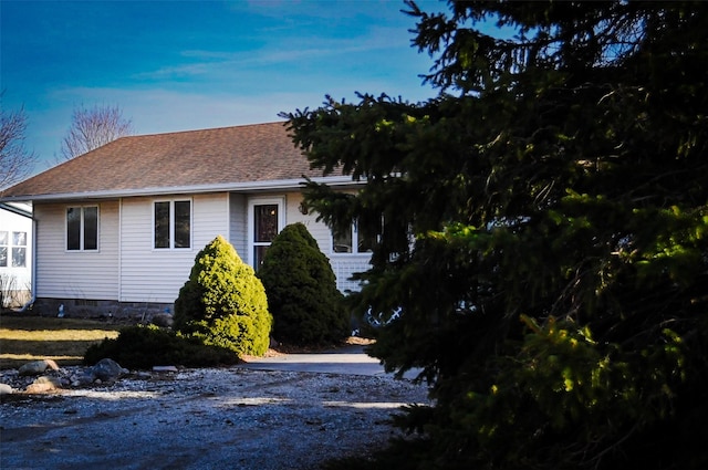 view of front facade featuring roof with shingles