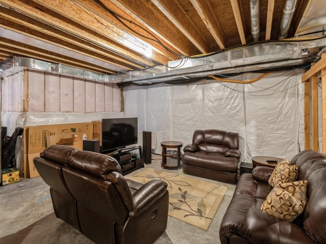 living room featuring concrete floors