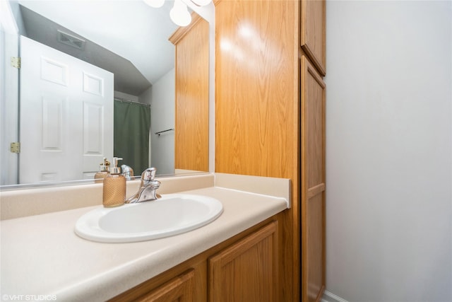 bathroom featuring vanity and visible vents