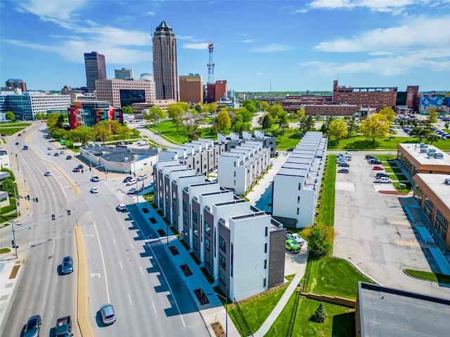 bird's eye view with a city view