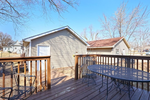 wooden deck with a residential view