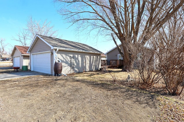 view of detached garage