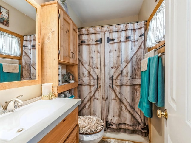 bathroom with toilet and vanity