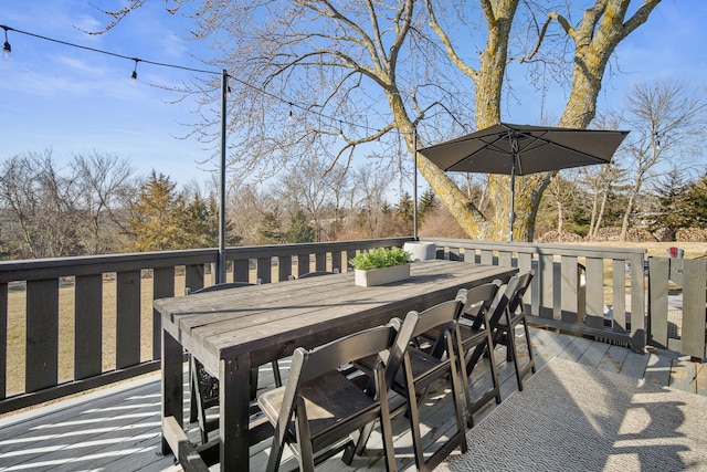 wooden deck featuring outdoor dining space