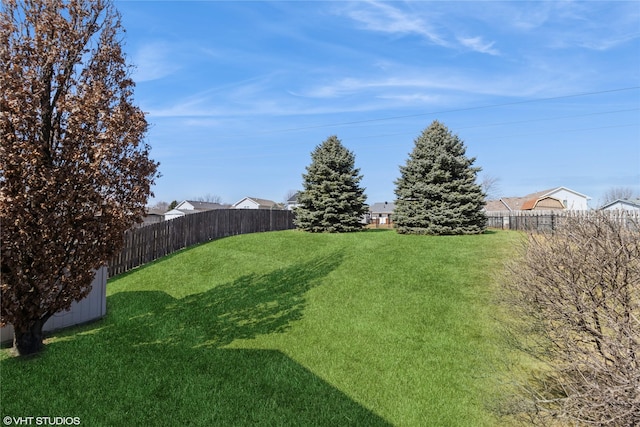 view of yard featuring a fenced backyard