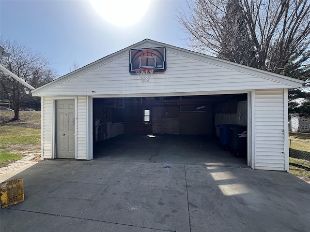 view of detached garage