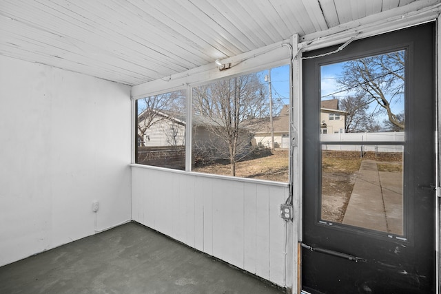 view of unfurnished sunroom