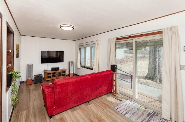 living room with wood finished floors