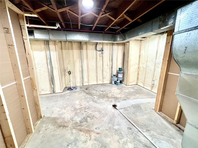 view of unfinished basement